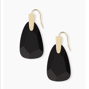 NWT- Marty gold drop earrings in black glass